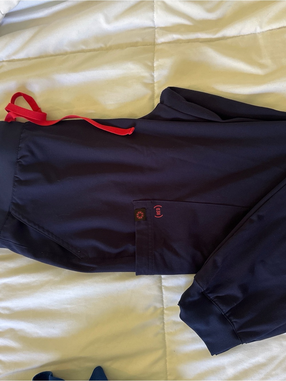 Hypothesis Navy Scrub Pants with Red Drawstring